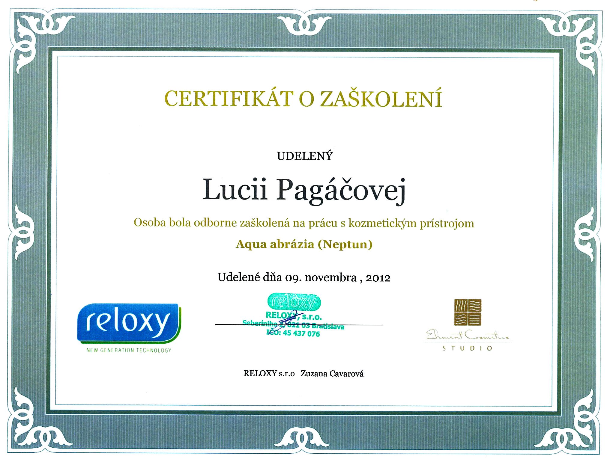 certifikat-salon-krasy-bratislava